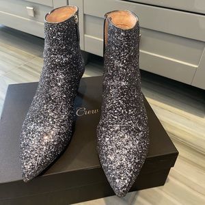 JCrew Fiona Glitter Kitten Heel Ankle Boots